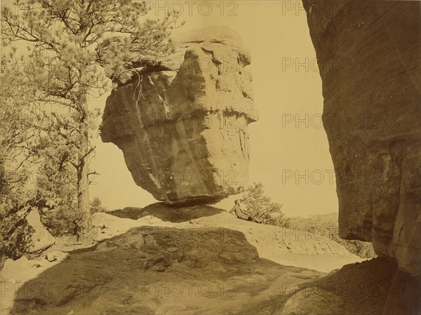 Balanced Rock, Garden of the Gods; William Henry Jackson, American, 1843 - 1942, about 1880; Albumen silver print