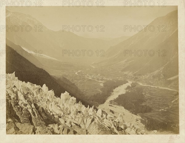 The Valley of Chamonix, view of Chapeau; Bisson Frères, French, active 1840 - 1864, Chamonix, Alps, France; about 1860; Albumen