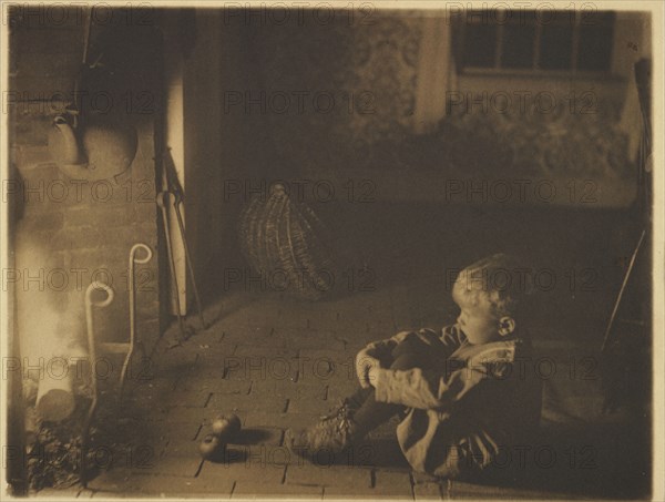 Roasting Apples; Frances & Mary Allen, American, active about 1890 - 1899, 1903 - 1905; Platinum print; 15.9 x 20.8 cm