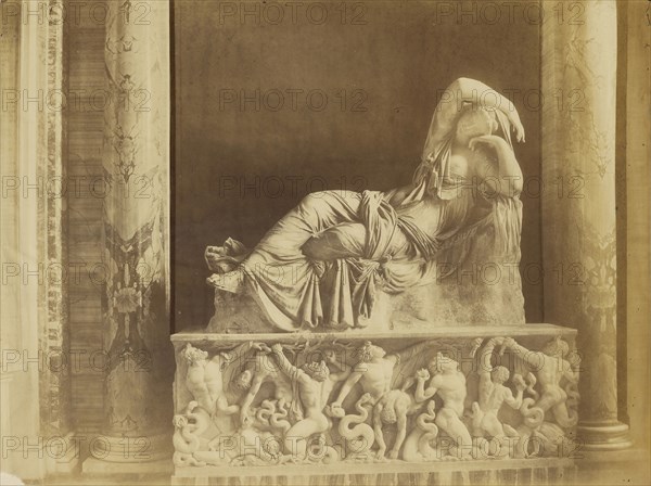 The Sleeping Ariadne, Rome; Charles Soulier, French, 1840 - 1875, Vatican City; about 1860; Albumen silver print