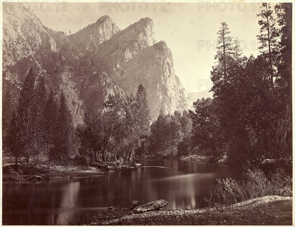 The Three Brothers 4000 ft., Yo Semite Valley; Thomas Houseworth & Company, Carleton Watkins, American, 1829 - 1916, or C.L