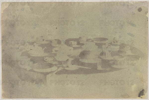 Breakfast Table; William Henry Fox Talbot, English, 1800 - 1877, 1839; Photogenic drawing negative, iodide fixed; 13.3 × 20.2