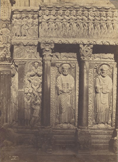 Right Side of the Main Portal of Saint Trophime, Arles, with Two Evangelists and the Damned; Charles Nègre, French, 1820 - 1880