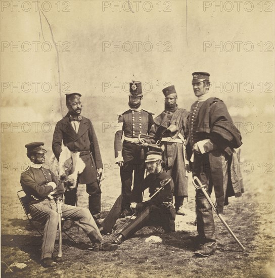 Brigadier General Van Straubenzee & Officers of the Buffs; Roger Fenton, English, 1819 - 1869, 1855; published March 25, 1856