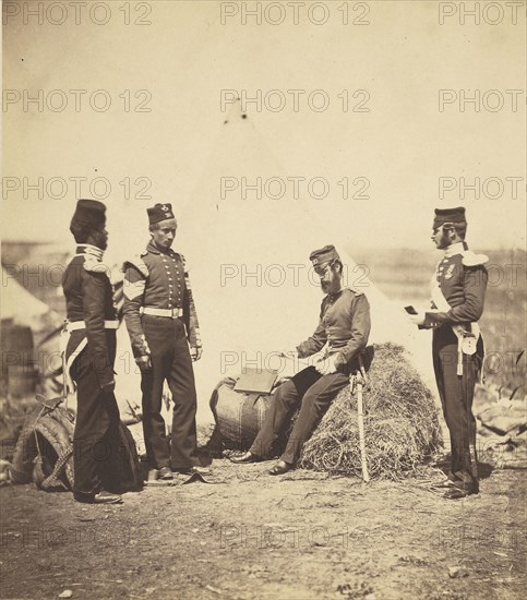 Capt. Walker 30th Regiment reading General Orders; Roger Fenton, English, 1819 - 1869, 1855; published March 25, 1856