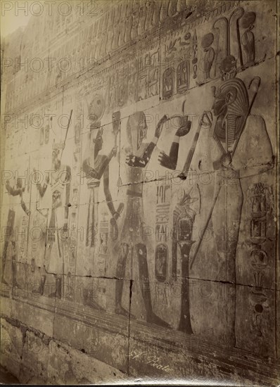 Abydos, Censing of Seti , Abydos, Encensement de Seti; Antonio Beato, English, born Italy, about 1835 - 1906, 1880 - 1889