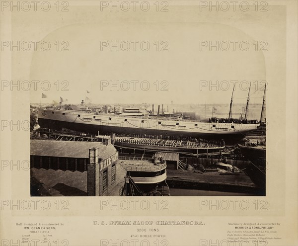 U.S. Steam Sloop Chattanooga; James Cremer, British, 1821 - 1893, about 1866; Albumen silver print