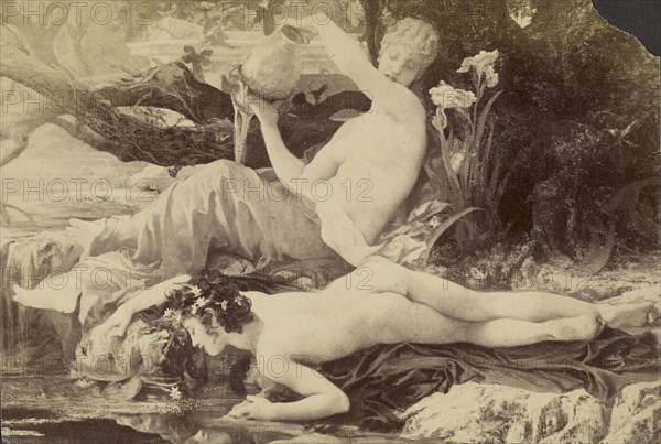 Narcissus and the Spring by Jules-Louis Machard; about 1872 - 1890; Albumen silver print