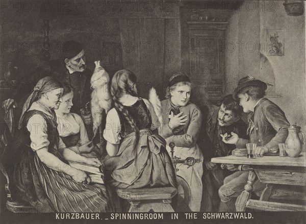 Kurzbauer - Spinning Room in the Schwarzwald; late 19th century; Collotype; 18.7 × 25.5 cm, 7 3,8 × 10 1,16 in