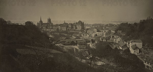 Alpine Townscape; Adolphe Braun, French, 1811 - 1877, 1865 - 1870; Carbon print; 22.2 x 46.8 cm 8 3,4 x 18 7,16 in