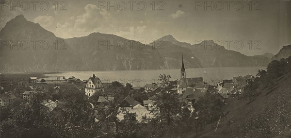 Alpine Townscape; Adolphe Braun, French, 1811 - 1877, 1865 - 1870; Carbon print; 22.2 x 46.8 cm 8 3,4 x 18 7,16 in