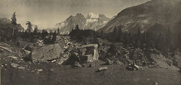 Alpine Landscape; Adolphe Braun, French, 1811 - 1877, 1865 - 1870; Carbon print; 22.2 x 46.8 cm 8 3,4 x 18 7,16 in