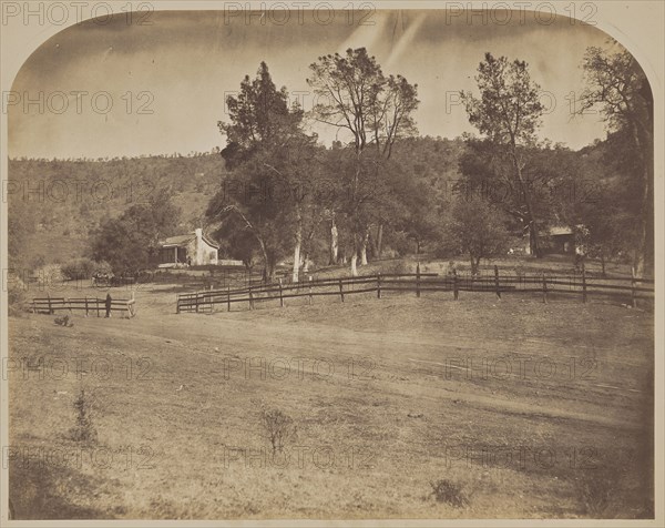Residence of J.C. Fremont - Bear Valley; Carleton Watkins, American, 1829 - 1916, 1860; Salted paper print; 32.7 × 41.6 cm