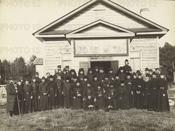 Makarevsky Retreat, Group of priests; Karl Karlovitz Bulla, Russian, 1854 - 1929, 1913; Gelatin silver print; 16.8 x 22.5 cm