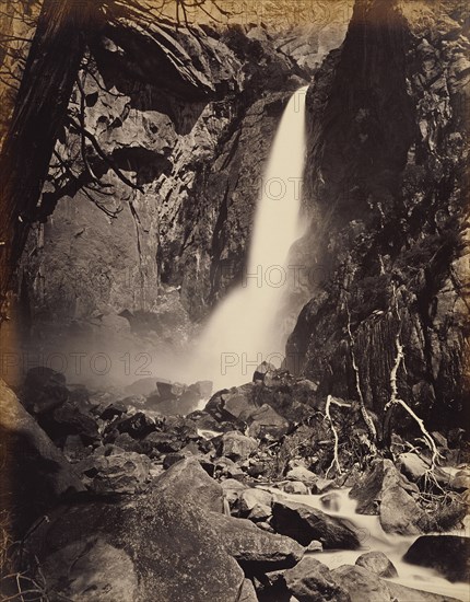 Lower Yosemite Fall, 418 ft; Carleton Watkins, American, 1829 - 1916, 1865 - 1866; Albumen silver print