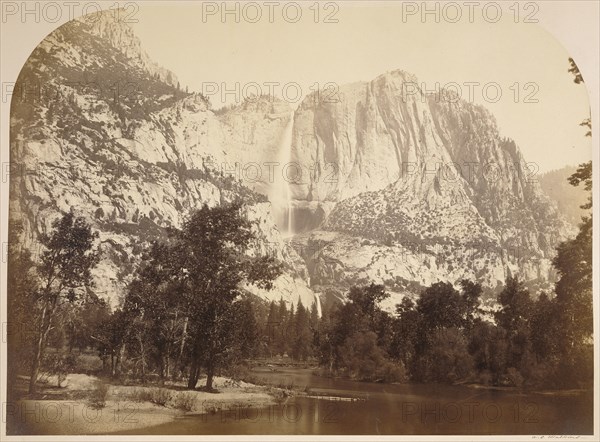 River View, Yo Semite Falls. 2477 ft; Carleton Watkins, American, 1829 - 1916, Yosemite, California, United States; 1861