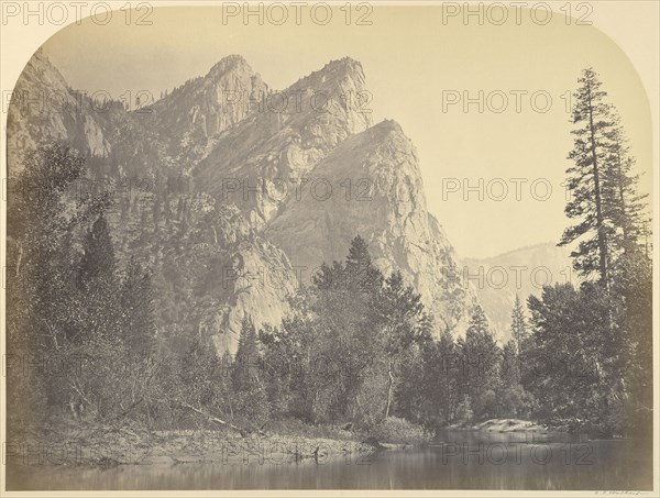 Pompompasus - Three Brothers. 4480 ft. Yo Semite; Carleton Watkins, American, 1829 - 1916, Yosemite, California, United States