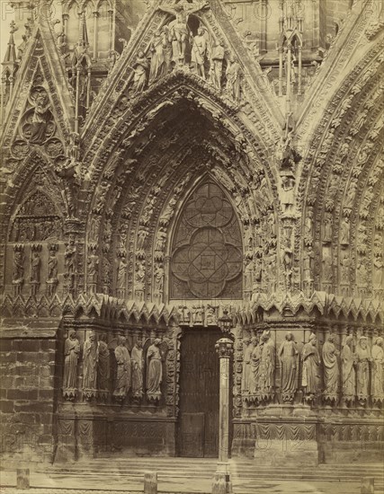 Portico, Rheims Cathedral; Bisson Frères, French, active 1840 - 1864, Reims, France; 1854 - 1864; Albumen silver print