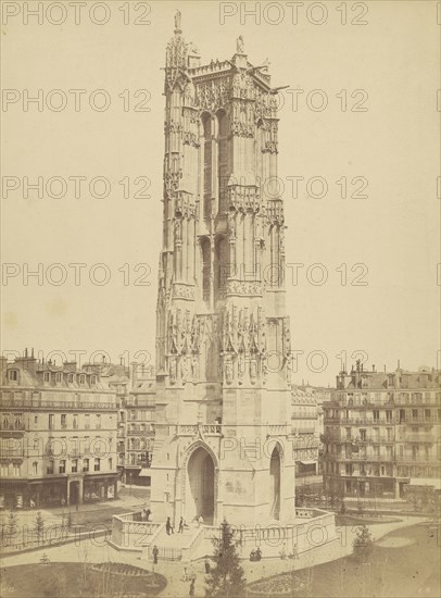 Tour St. Jacques; Édouard Baldus, French, born Germany, 1813 - 1889, Paris, France; 1850 - 1860; Albumen silver print