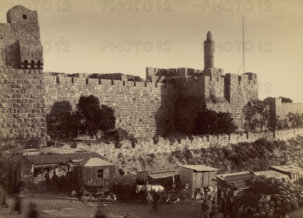 Forteresse près de la porte de Jaffa à Jérusalem; Félix Bonfils, French, 1831 - 1885, Jerusalem, Israel; 1870 - 1879; Albumen