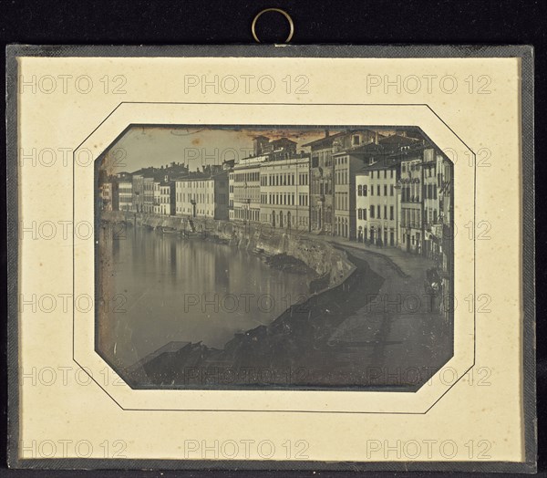 View of Pisa along the Arno River; French; May 1844; Daguerreotype