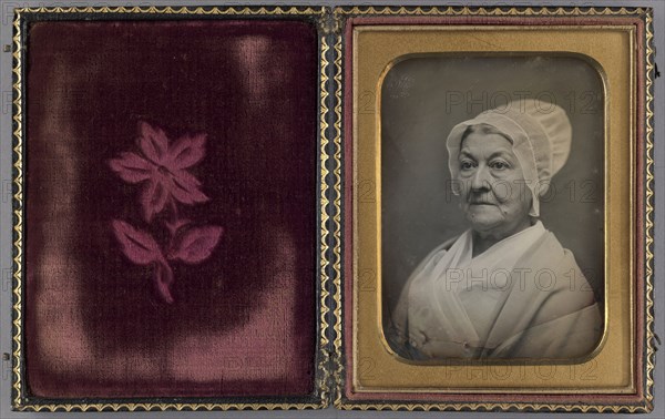 Portrait of an Elderly Woman in an Amish-like Bonnet; American; 1855; Daguerreotype