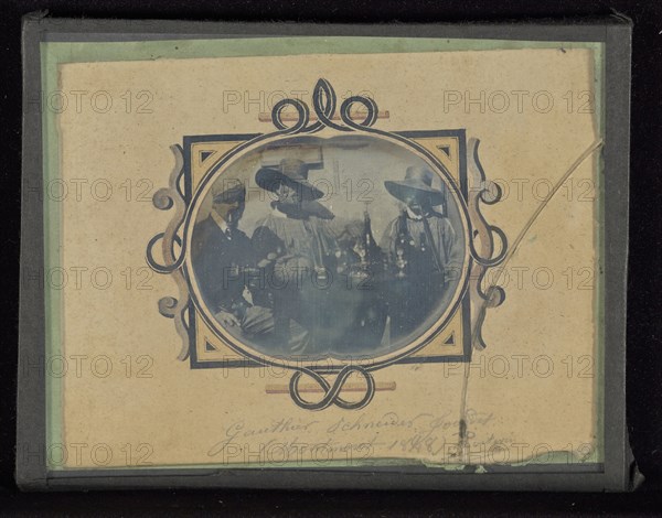 Group portrait of Mr. Gauthier, Mr. Schneider and Mr. Jourdet Taken at Montmorot, Jura, France; Alphonse-Louis Poitevin French