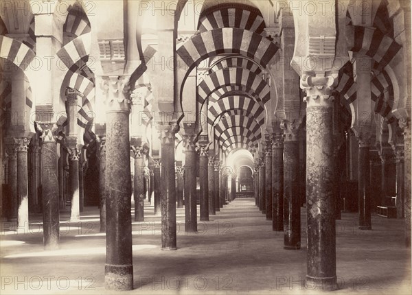 Vista interior de la Mezquita o Catedral, Cordoba; Juan Laurent, French, 1816 - 1892, Cordoba, Spain; 1875; Albumen silver