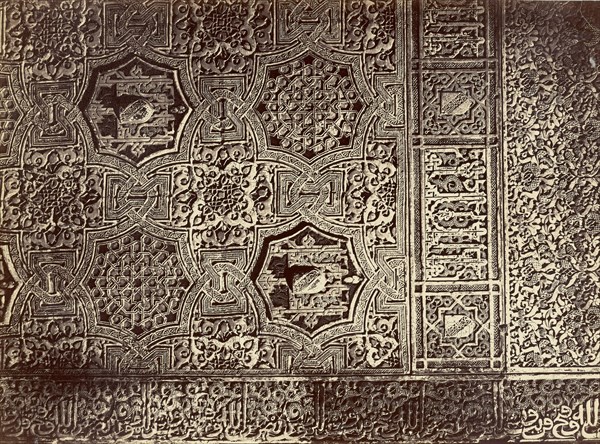 Detalle de la pared de la Sala de la Barca, con escala de 1m., Alhambra, Juan Laurent, French, 1816 - 1892, Granada, Spain