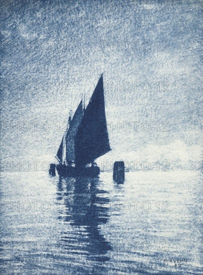 Moored Sailboat; Heinrich Kühn, Austrian, born Germany, 1866 - 1944, 1907; Gum bichromate print; 38.4 x 28.6 cm