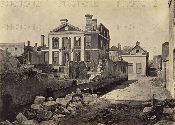 Ruins of the Pinckney Mansion, Charleston, South Carolina; George N. Barnard, American, 1819 - 1902, Charleston, South Carolina