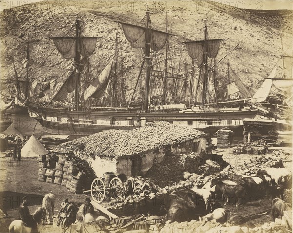 Harbour of Balaklava, the Cattle Pier; Roger Fenton, English, 1819 - 1869, 1855; Salted paper print; 29.2 x 36.5 cm