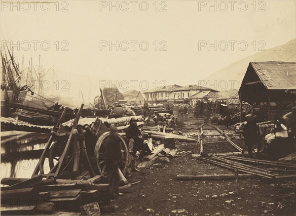 Landing Place Railway Stores, Balaklava; Roger Fenton, English, 1819 - 1869, 1855; Salted paper print; 25.9 x 35.4 cm