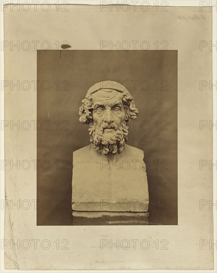 Homer, from the bust in the British Museum; Roger Fenton, English, 1819 - 1869, about 1857; Salted paper print; 31.8 x 25.4 cm