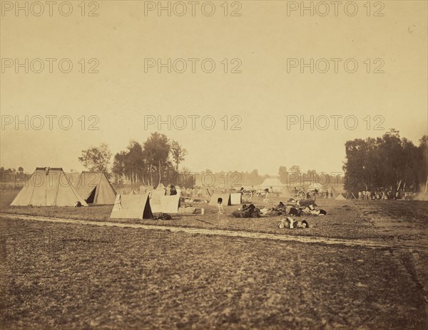 Tents and Military Gear, Camp de Chalons; Gustave Le Gray, French, 1820 - 1884, Chalons, France; 1857; Albumen silver print