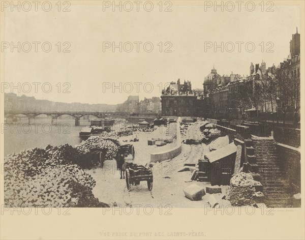 The Left Bank of the Seine from the Pont des Saints-Pères; Charles Marville, French, 1813 - 1879, Louis Désiré Blanquart-Evrard