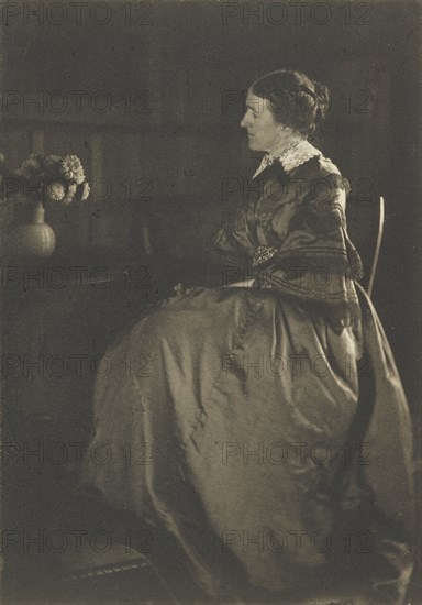 Self-portrait with Table and Flowers; Gertrude Käsebier, American, 1852 - 1934, New York, New York, United States; 1896 - 1899