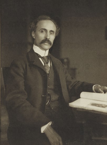 Man seated with table and book; Gertrude Käsebier, American, 1852 - 1934, New York, New York, United States; 1896 - 1898