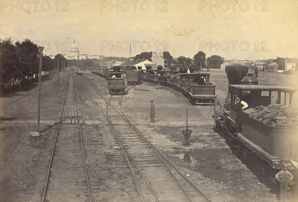 No. 189. Maryland Avenue Depot, Washington, D.C., With Engines sent from Alexandria for safety; A.J. Russell American, 1830