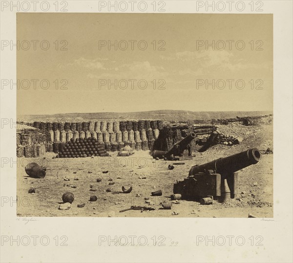 Battery No. 22, Batterie No. 22, Jean-Charles Langlois, French, 1789 - 1870, 1855; Salted paper print; 25.6 x 32.1 cm