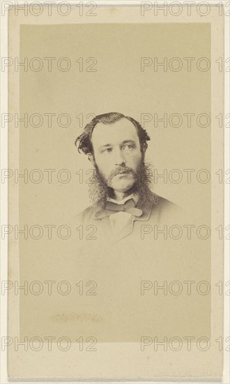 man with moustache & long muttonchops, in vignette-style; F. Schwarzschild, British, active Calcutta, India 1860s, 1860s