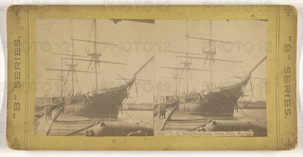 U.S. Ship Colorado, New York Harbor; American; about 1865 - 1875; Albumen silver print