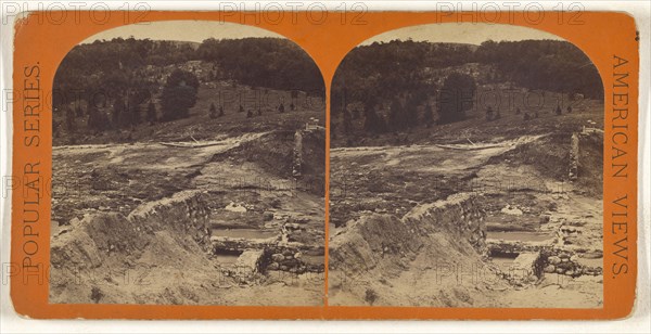 Williamsburg, Virginia). Reservoir Dam showing the break; American; about 1864; Albumen silver print