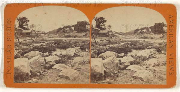 Mill St. looking north, grist mill dam in the distance. Williamsburg; American; about 1864; Albumen silver print