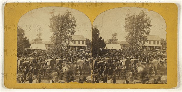 View of New Market, New Hampshire, large crowd in street; Oliver H. Copeland, American, 1836 - 1876, 1875; Albumen silver print