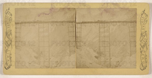 View of train trestle, Lima, Peru; Eugenio Courret, French, active 1850s - 1880s, 1864 - 1884; Albumen silver print