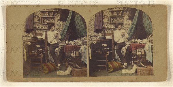 Bachelor Life; Attributed to J. Eastlake, British, active 1850s - 1860s, about 1860; Hand-colored Albumen silver print