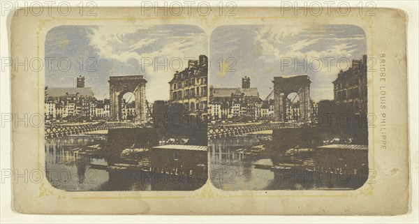Bridge Louis Philippe; Attributed to London Stereoscopic Company, active 1854 - 1890, about 1855; Photolithograph, colored