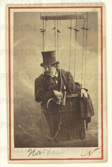 Self-Portrait as an Aeronaut; Nadar, Gaspard Félix Tournachon, French, 1820 - 1910, about 1863; Albumen silver print