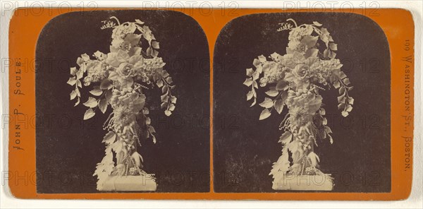 Funeral cross arrangment; John P. Soule, American, 1827 - 1904, about 1870; Albumen silver print